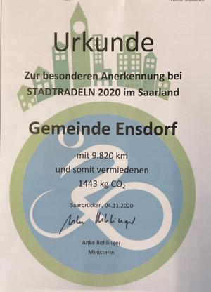 Urkunde Stadtradeln