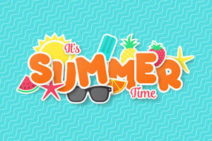 Summer time vector banner design. Paper cut style. vector illustration