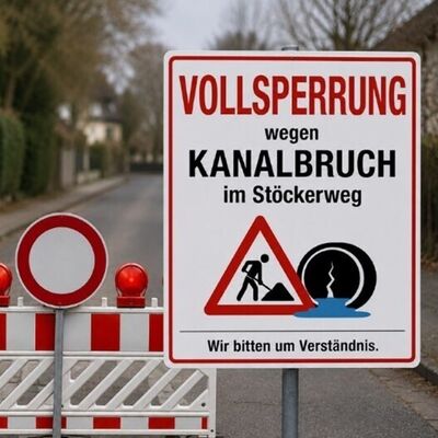 Baustelle St&ouml;ckerweg Kanalrohrbruch